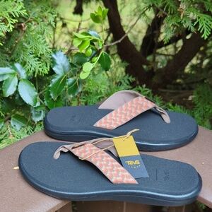Teva Black and Tan Flip Flops